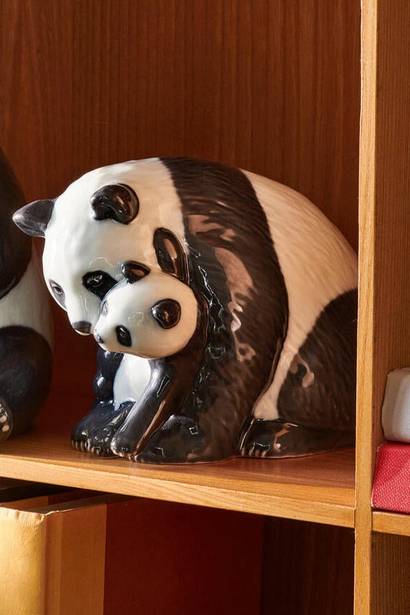 Panda med Unge figur - H13 cm.
